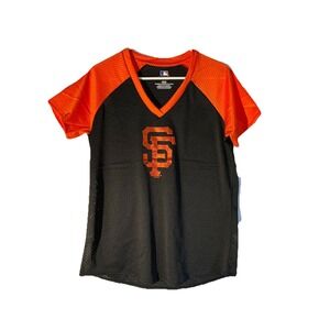 San Francisco Giants MLB Genuine Merchandise Jersey Style Mesh V-Neck Tee, Sz M